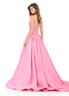 ASHLEYlauren 12298 | Candy-Pink strapless taffeta ball gown featuring a beaded bodice and dramatic full skirt for glamorous stage presence