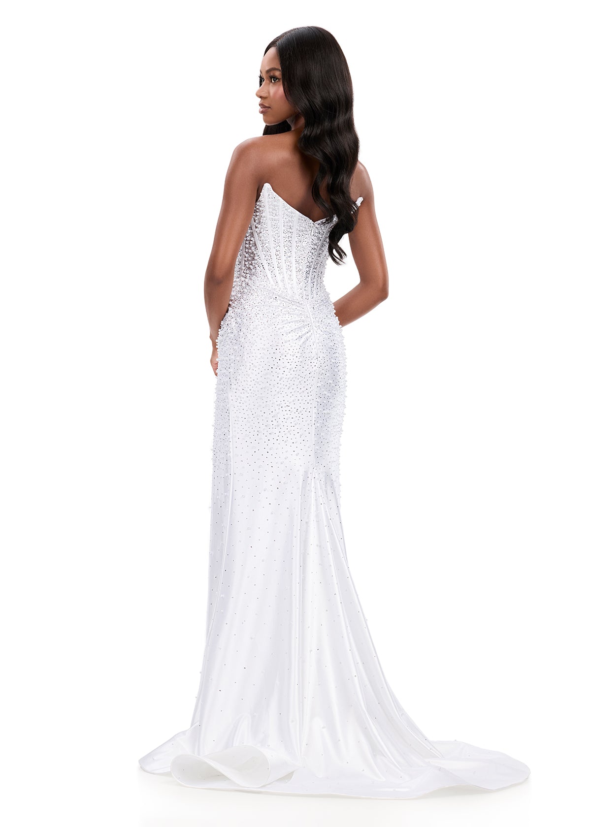 ASHLEYlauren Style 12356 - Strapless Pearl Prom Dress with Corset Bust ASHLEYlauren Style 12356 - Strapless Pearl Prom Dress with Corset Bust