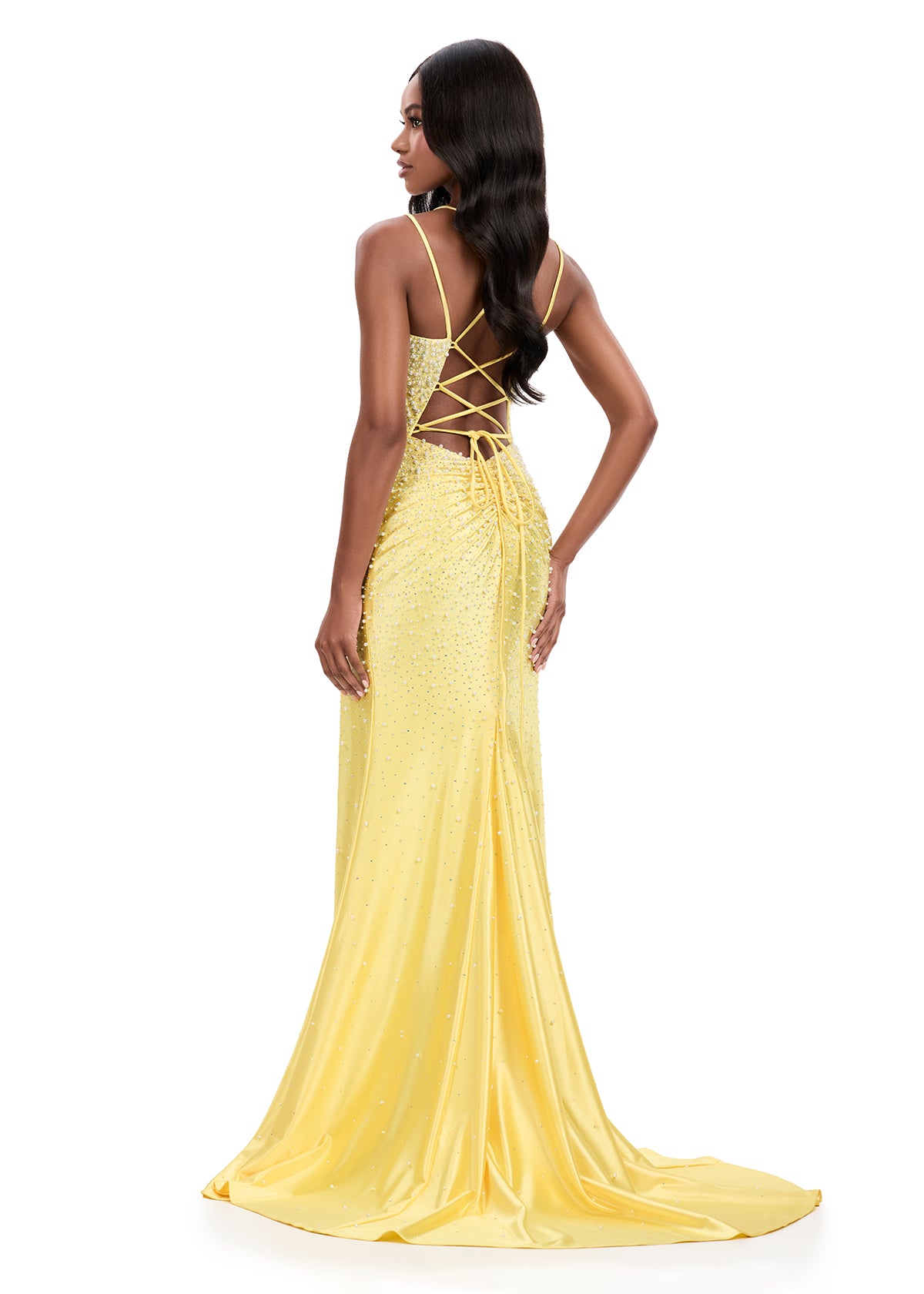 ASHLEYlauren Style 12357 - Pearl Prom Dress with Lace Up Back ASHLEYlauren Style 12357 - Pearl Prom Dress with Lace Up Back