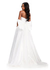 ASHLEYlauren 12387 Gown | White  glamorous prom dress with strapless deep plunge sweetheart neckline and back of the waist statement bow