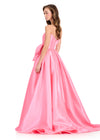 ASHLEYlauren 12388 Gown | Pink flattering strapless corset Mikado prom dress with statement waist bow and small train