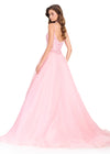 ASHLEYlauren 12390 Gown | Ice Pink glamorous detailed beaded sweetheart neckline corset organza prom dress with dramatic skirt