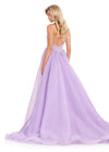 ASHLEYlauren 12392 Gown | Lilac chic beaded fitted prom dress with an open back and organza over skirt