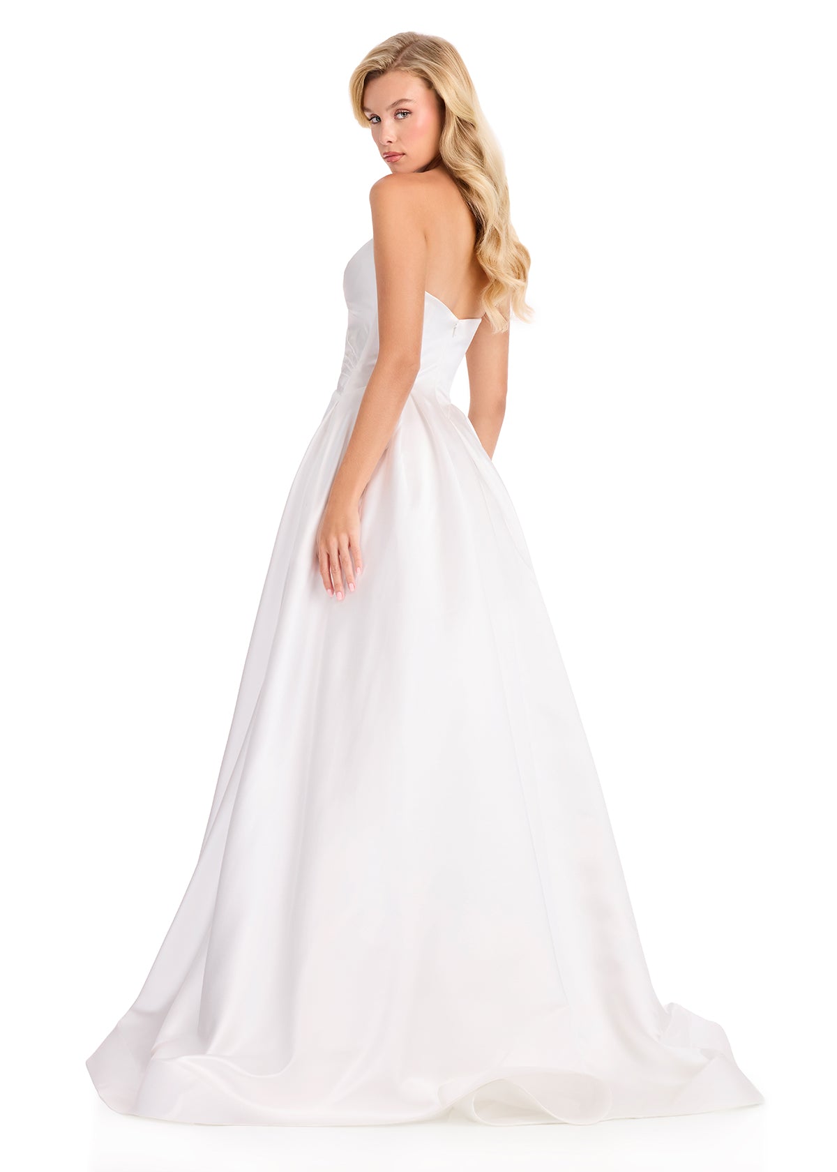 ASHLEYlauren 12394 Gown | Strapless Ivory ball gown with a softly gathered bodice, sweetheart neckline, and dramatic pleated skirt for an elevated classic look 