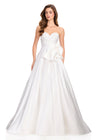 ASHLEYlauren 12396 Gown | Strapless Ivory gown featuring a sweetheart bodice, statement waist bow, and voluminous ball gown skirt for a timeless elegant look