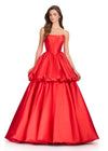 ASHLEYlauren 12404 Gown | Red elegant 2 layer strapless gown with elegant back zipper 