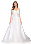 ASHLEYlauren 12405 Gown | Ivory elegant formal ball gown with bow top and stunning overskirt zip up ball gown 