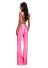 ASHLEYlauren 12410 Jumpsuit | Fully stoned Pink jumpsuit with a dramatic open back design, and matching neckpiece 