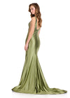 ASHLEYlauren 12414 Gown | Gala full length gorgeous dress with elegant v neck line and sparkles zip up dress