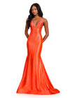 ASHLEYlauren 12414 Gown | Vibrant orange luxury prom dress with sparkles v cut gown low back