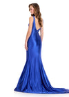 ASHLEYlauren 12414 Gown | Full length form fitted royal gown with stunning sparkles and zip up 