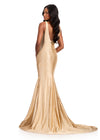 ASHLEYlauren 12415 Gown | Glamorous sparkly full length v neck formal evening gown 