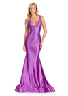 ASHLEYlauren 12415 Gown | Elegant purple form fitting stunning sparkly v neck form fitting gown 