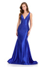 ASHLEYlauren 12415 Gown | Stunning Royal gala full length gown with sparkles v neck and form fitting 