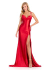 ASHLEYlauren 12417 Gown | Vibrant red full length gown open back corset prom dress