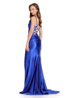 ASHLEYlauren 12417 Gown | Full length royal blue corset back form fitting prom dress