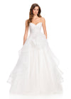 ASHLEYlauren 12423 Gown | Elegant tulle strapless ballgown with a floral embellishment on the side