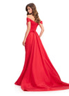 ASHLEYlauren 12424 Gown | Full length off the shoulder formal gown with beaded choker 