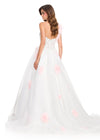 ASHLEYlauren 12426 Gown | One shoulder evening gown with beaded top and floral embellishments on strap and gown 