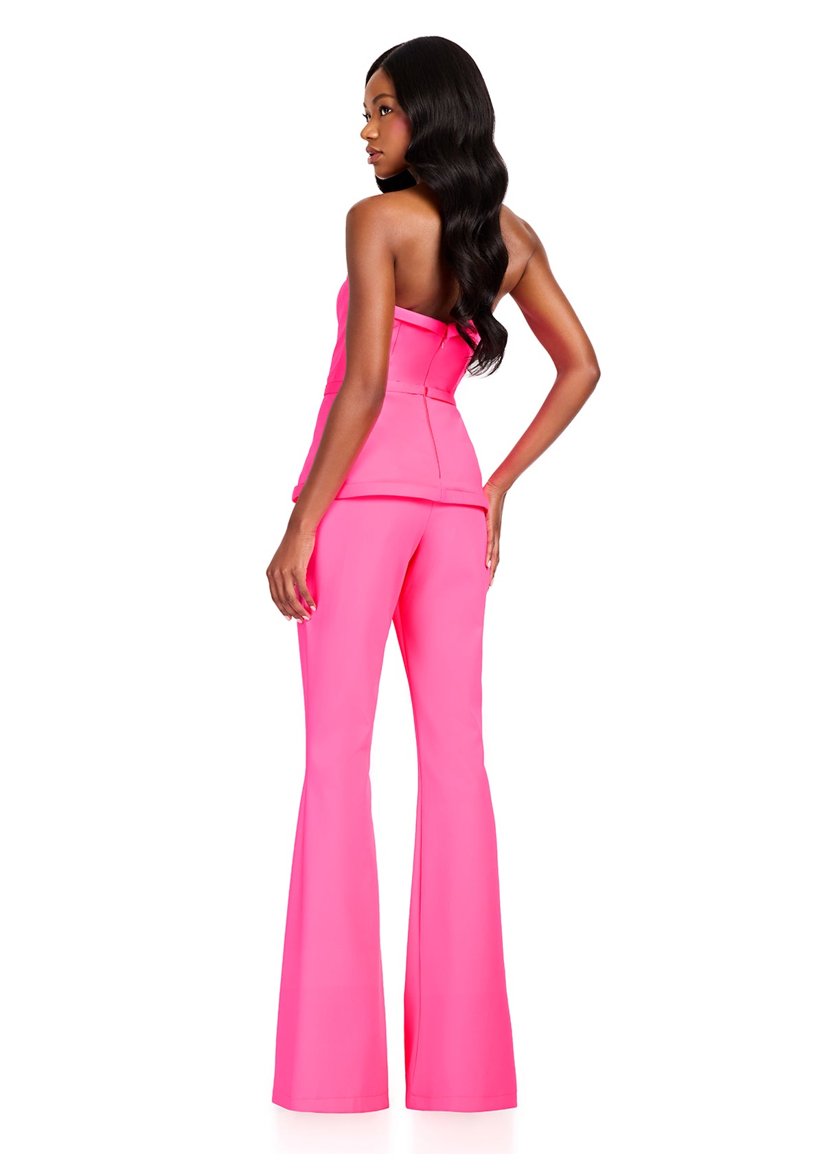 ASHLEYlauren 12427 Jumpsuit | Strapless pageant interview jumpsuit with flare bottoms 