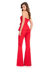 ASHLEYlauren 12427 Jumpsuit | Strapless red jumpsuit with beautiful bows and flare bottoms
