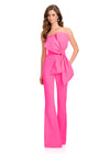 ASHLEYlauren 12429 Jumpsuit | Hot pink jumpsuit with stunning bow on the front zip up 