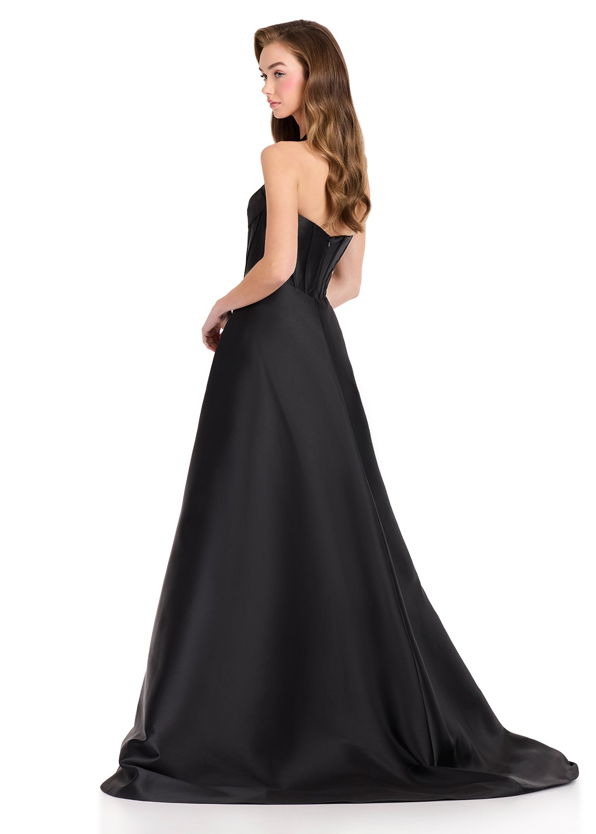 ASHLEYlauren 12430 Gown | Beautiful formal zip up gown with elegant black overskirt 