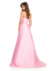 ASHLEYlauren 12430 Gown | Ice pink formal evening gown with elegant long overskirt zip up 