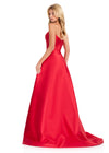 ASHLEYlauren 12431 Gown | Strapless formal evening gown vibrant red with a beautiful overskirt 