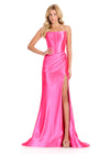 ASHLEYlauren 12432 Gown | Hot pink full length form fitted evening gown synch back strapless