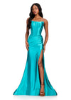 ASHLEYlauren 12432 Gown | Elegant Jade red carpet worthy full length gown zip up with synch back
