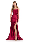 ASHLEYlauren 12432 Gown | elegant dark wine full length gown with gorgeous synch back
