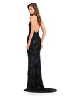 ASHLEYlauren Gown | Formal evening gown fully beaded with halter neck and an open back