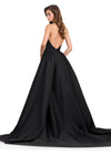 ASHLEYlauren Gown | Formal evening gown fully beaded with halter neck with elegant black overskirt