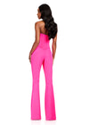 ASHLEYlauren 12441 Pantsuit | Dazzling hot pink vibrant jumpsuit with stunning choker