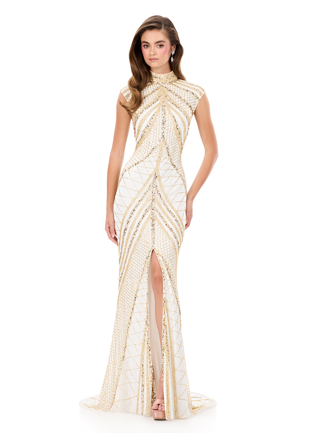 ASHLEYlauren 1624 Fully Beaded Gown