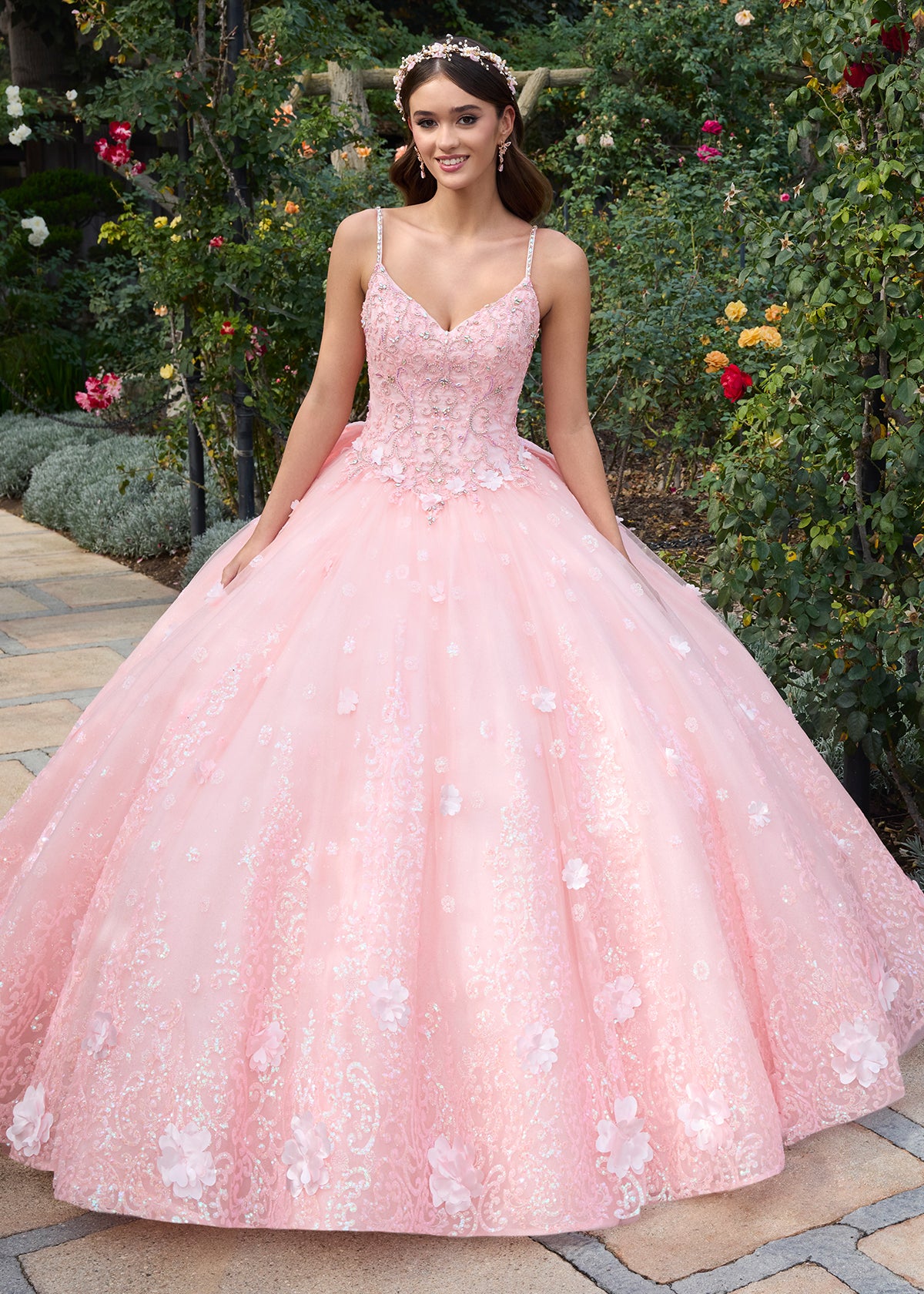 ASHLEYlauren 30112 Beaded Glitter Tulle Quinceañera Gown