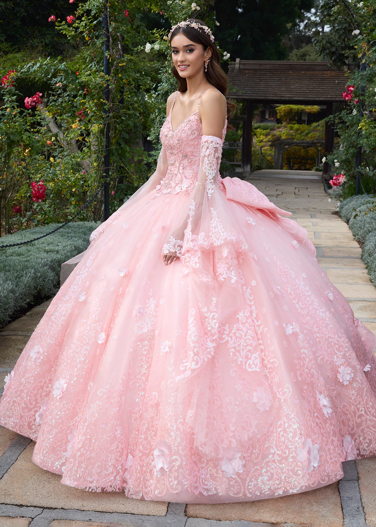 ASHLEYlauren 30112 Beaded Glitter Tulle Quinceañera Gown