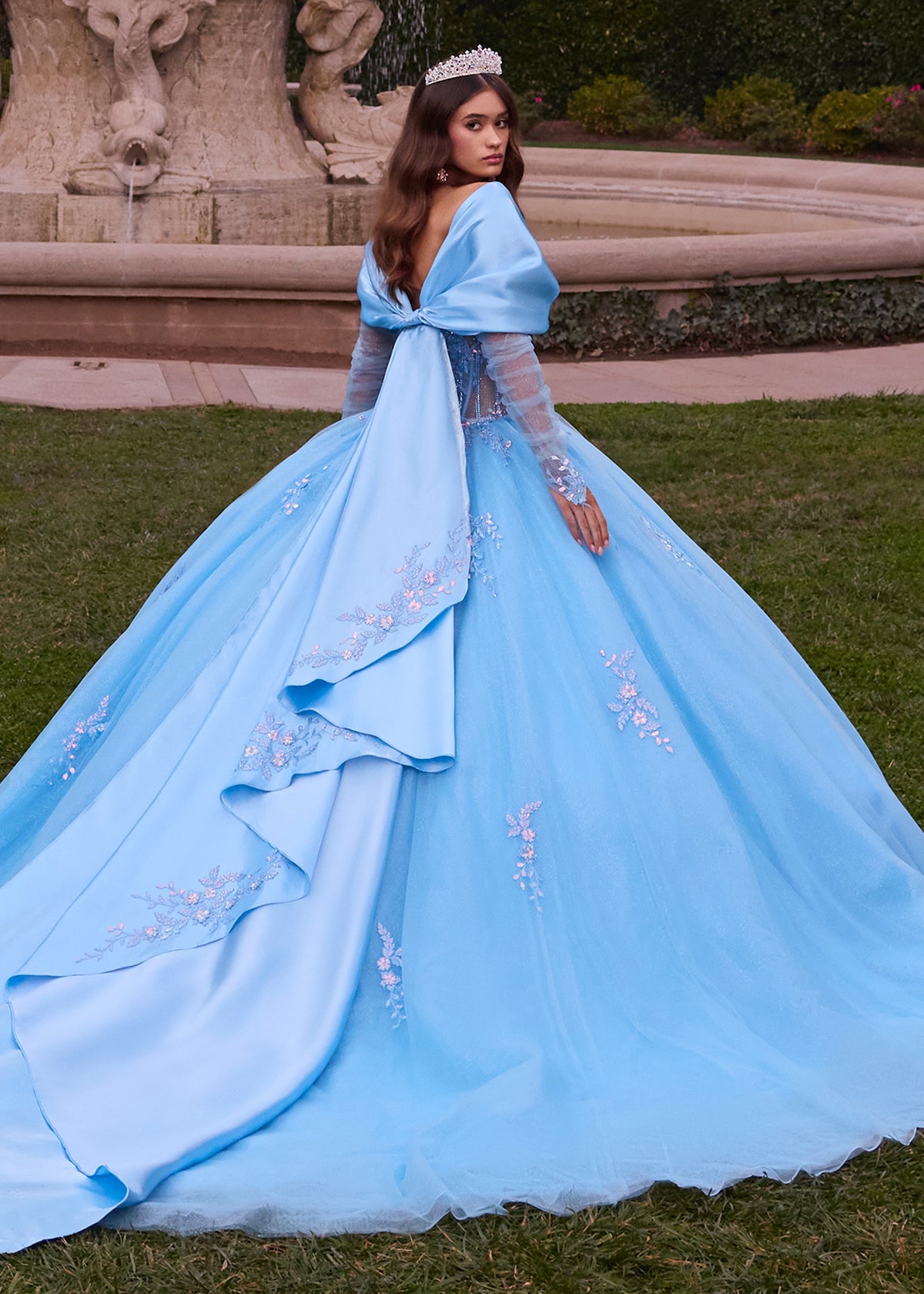 ASHLEYlauren 30117 Strapless Glitter Tulle Quinceañera Gown