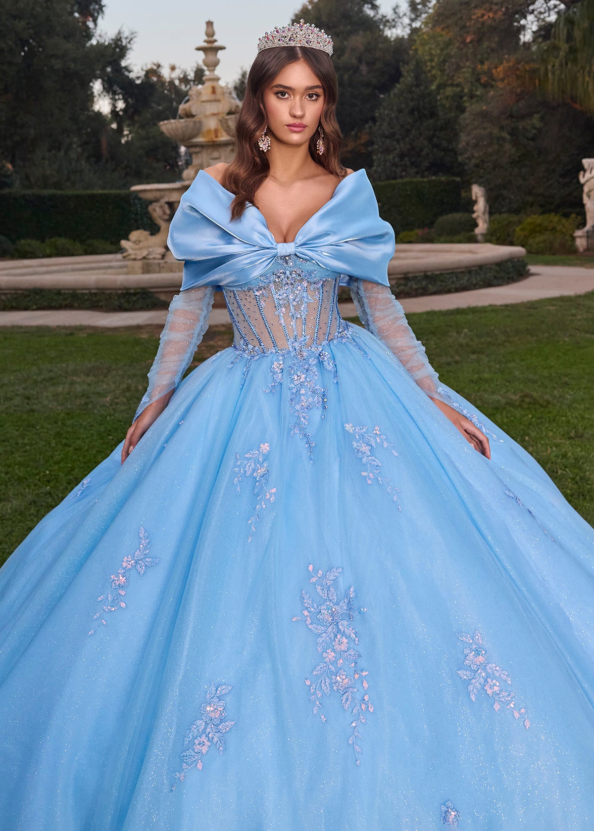 ASHLEYlauren 30117 Strapless Glitter Tulle Quinceañera Gown