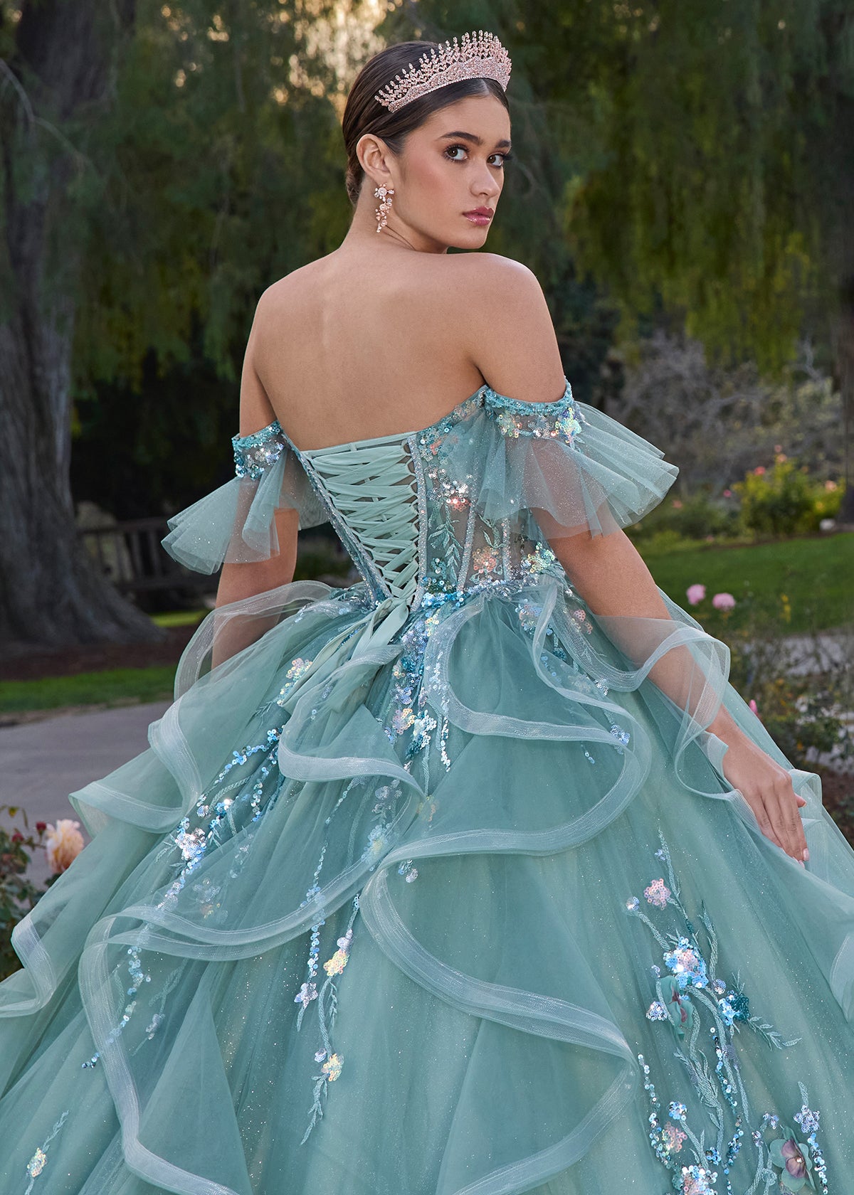 ASHLEYlauren 30120 Off-Shoulder Ruffle Quinceañera Ball Gown