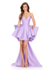 ASHLEYlauren 40016 Gown | Orchid feminine corset sweetheart neckline cocktail dress with accent bow on back waist 