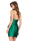 ASHLEYlauren 40022 Gown | Emerald flattering beaded structured corset cocktail dress with waist side ruffle