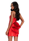 ASHLEYlauren 40024 Gown | Red figure hugging strapless cocktail dress with back waist ruffle