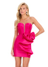 ASHLEYlauren 40025 Gown | Fuchsia strapless cocktail dress with structured corset and side bow