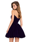 ASHLEYlauren 40033 Gown | Purple strapless a line velvet cocktail dress with beaded collar