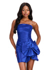 ASHLEYlauren 40035 Gown | Royal sophisticated strapless taffeta cocktail dress with low side bow