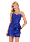ASHLEYlauren 40038 Gown | Royal strapless corset side ruffle taffeta cocktail dress