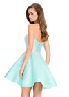 ASHLEYlauren 40043 Gown | Aqua a line strapless cocktail dress with beaded detailing