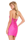ASHLEYlauren 40044 Gown | Fuchsia flattering strapless lace up corset cocktail dress with sweetheart neckline